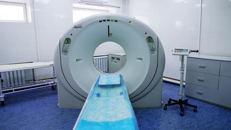 empty machine for magnetic resonance imaging. innovative technological equipment for mri scanning.