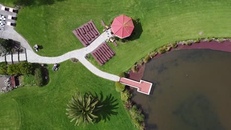 drone up gracehill lake and the pinky dome wedding pavilion