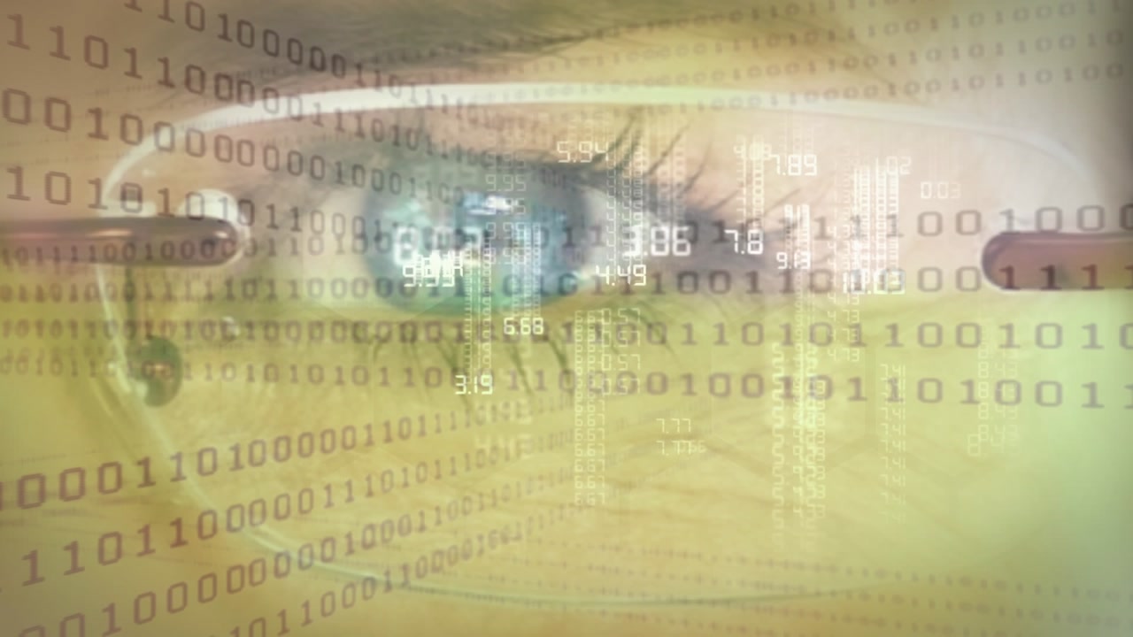 Animation af databehandling over et øje