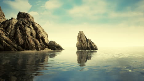 Summer-view-of-sea-caves-and-rock-cliffs