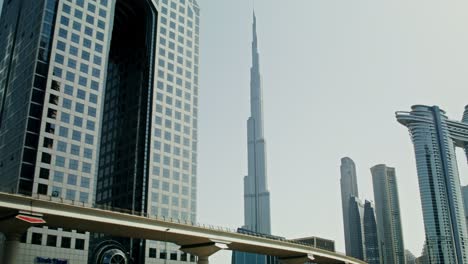 dubai skyline with modern architecture and transportation