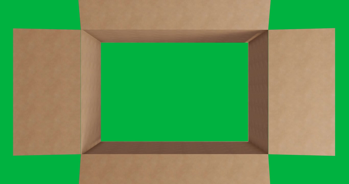 Scatola di cartone che si apre e si chiude su schermo verde