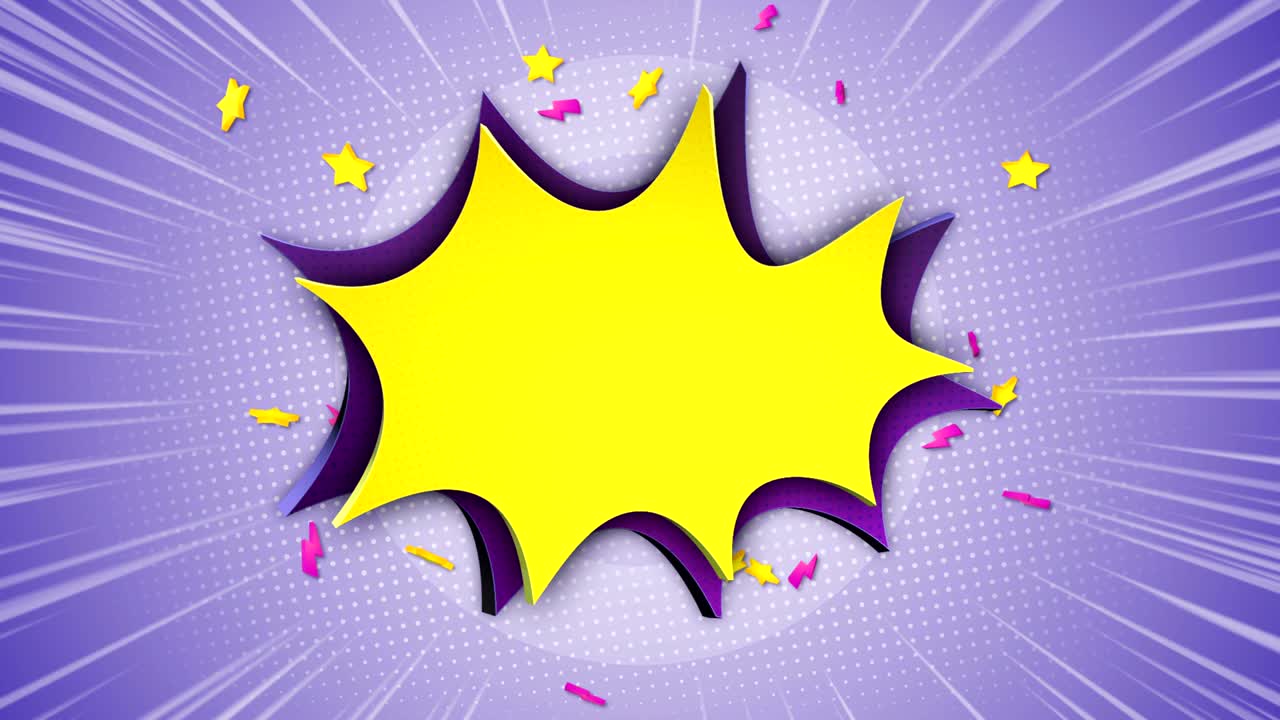 animación de globo de habla cómica vacía, con alfa mate, bucle, 4k