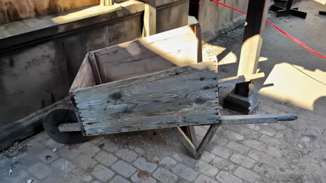 antique wooden wheelbarrow from a 19th century barn