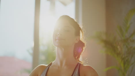 woman meditating at home