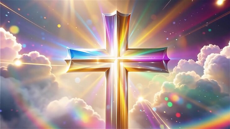 Christian Cross Heavenly Light Worship Background