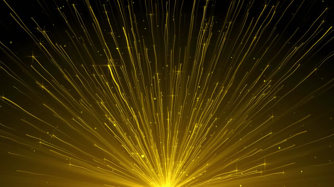 4K 카니발 콘셉트 골든 라이트 스트립 모션 추상적 빛나는 글리터 스파클 입자 디지털