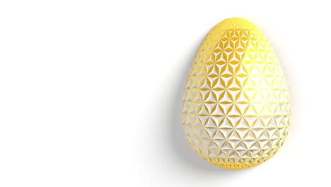 easter concept. the surface of the golden egg with white three-dimensional three-dimensional geometric patterns of different sizes that make up the grid. 3d illustration seamless loop animation.