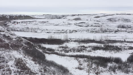 praderas en alberta, canadá congeladas desde un dron