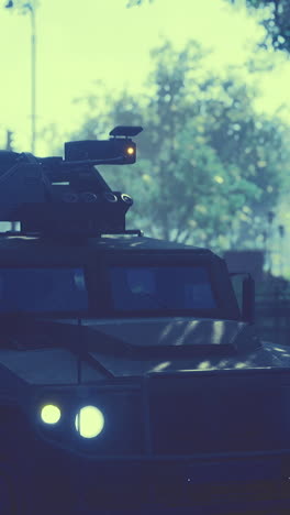 fueling curiosity in the early morning with a tactical vehicle in a park