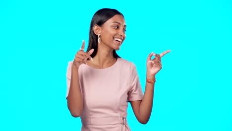 Studio-music,-happy-and-dancing-woman-listening-to