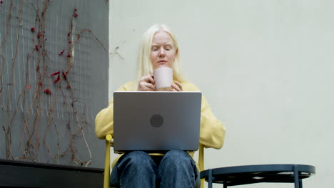 woman using laptop