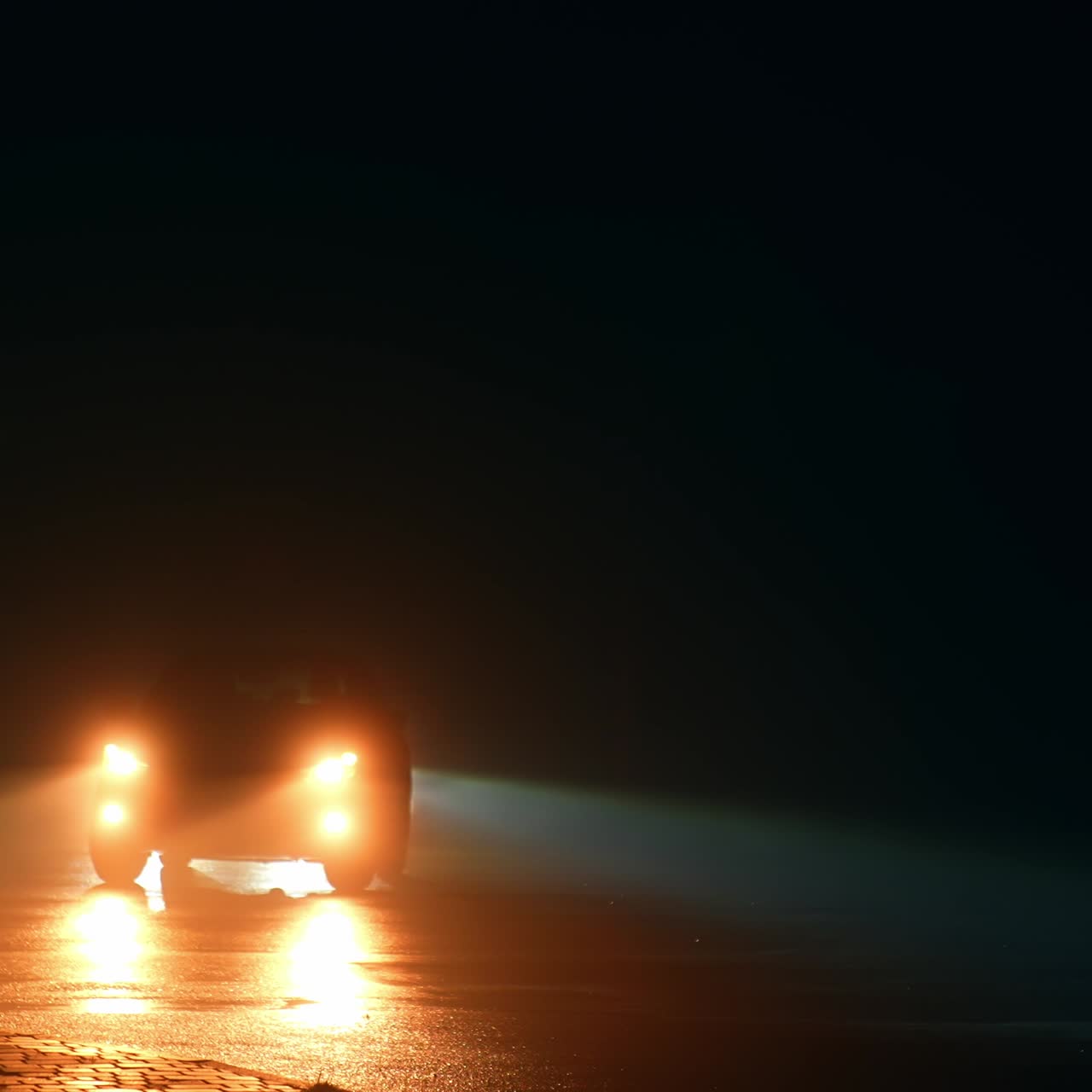 Energy outage in Ukraine resulting from russian destruction of power stations around the country. Transport moving in the total darkness during electricity disconnection