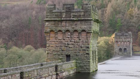 views of the famous howden and derwent stone build dams, used in the filming of the movie dam busters