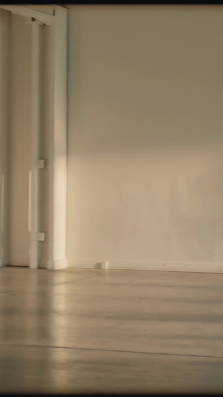 Video verticale: Panoramica della telecamera che rivela prese a muro, il pavimento e una colonna in uno studio, mostrando la luce.
