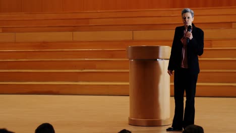 female business executive giving a speech