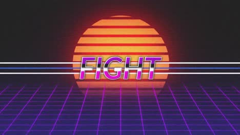 animación pantalla de videojuegos vintage con la lucha de palabras escrita