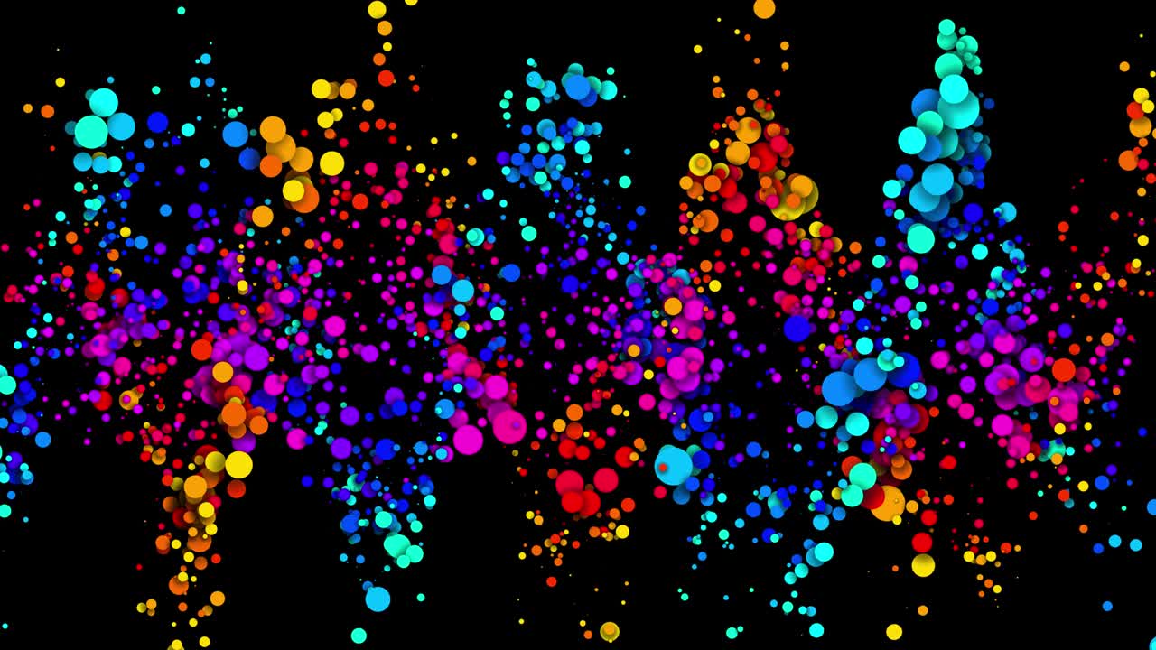 2d animación de círculos. 4k bucle de fondo abstracto sin costuras, hermosos círculos multicolores en estilo plano. luma mate como canal alfa.