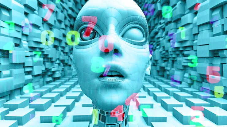 manichini a testa di robot femminile