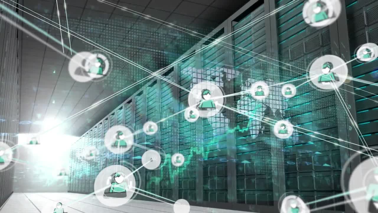 창고의 네트워크를 통해 디지털 아이콘의 네트워크