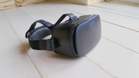 close-up of virtual reality headset at home 4k