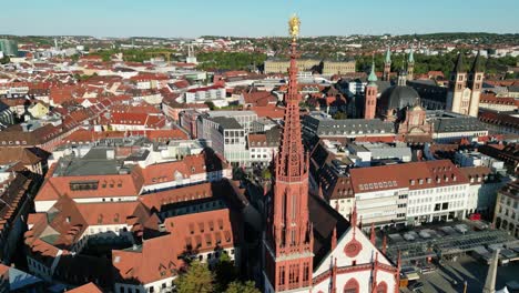 maria chappel church spire wuzburg city germany drone aerial view