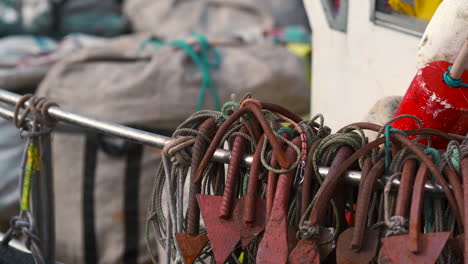 anchors on the side of the fishing boat