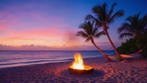 sunset bonfire on a tropical beach
