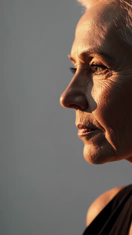 profile portrait of an elderly woman in golden light