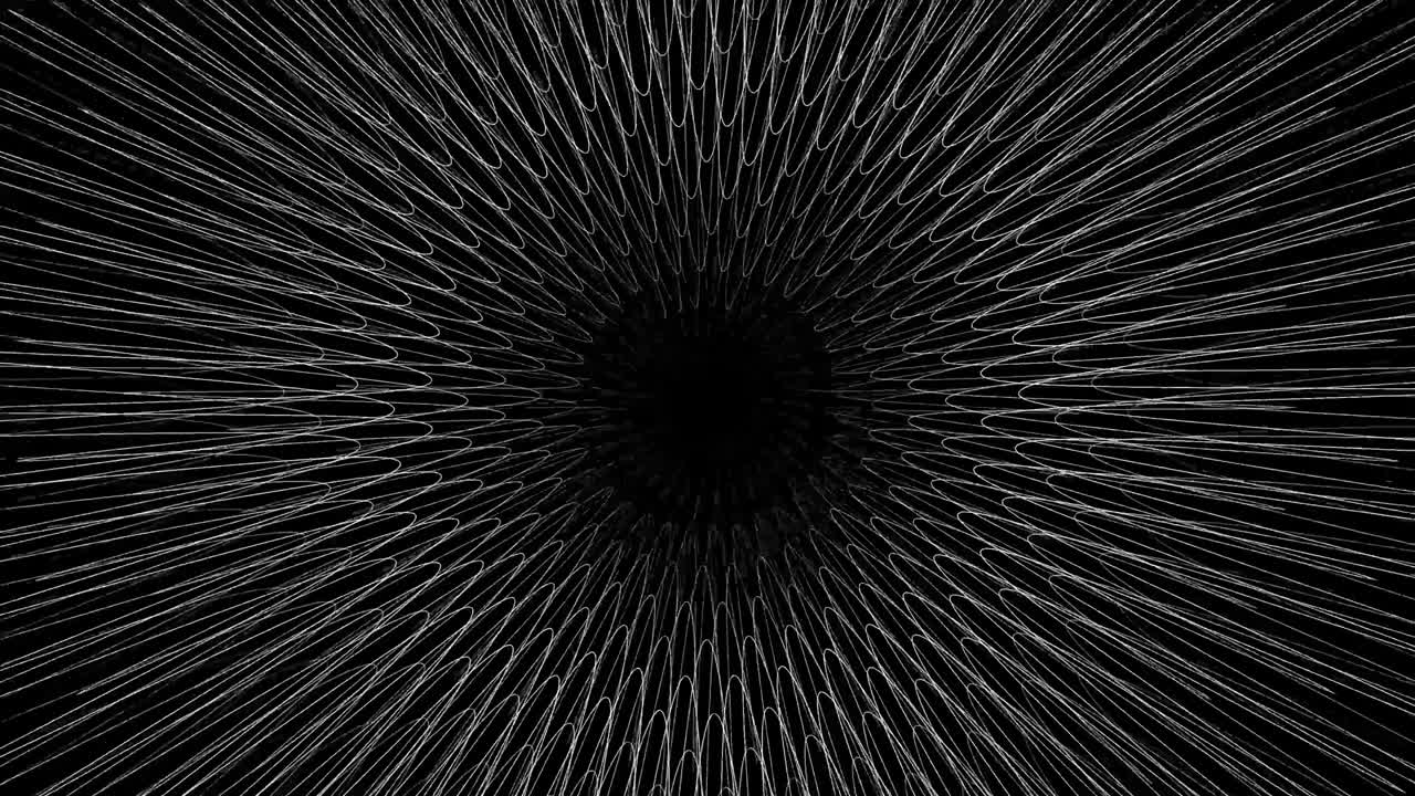 Abstract white stripes on a black background like a swirling flower