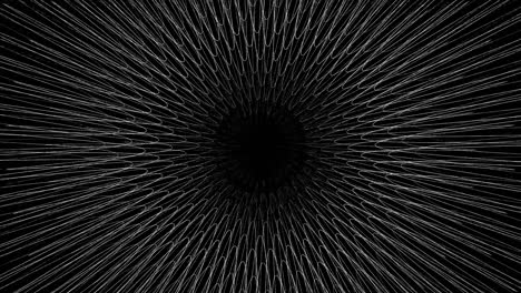 rayas blancas abstractas en un fondo negro como una flor giratoria