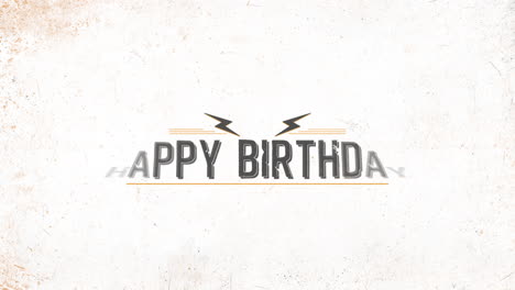 animation intro text happy birthday on white hipster and grunge background