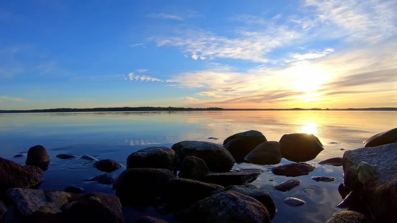 Lake scenery with blue skies and water
