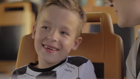 boy with mum riding in the bus