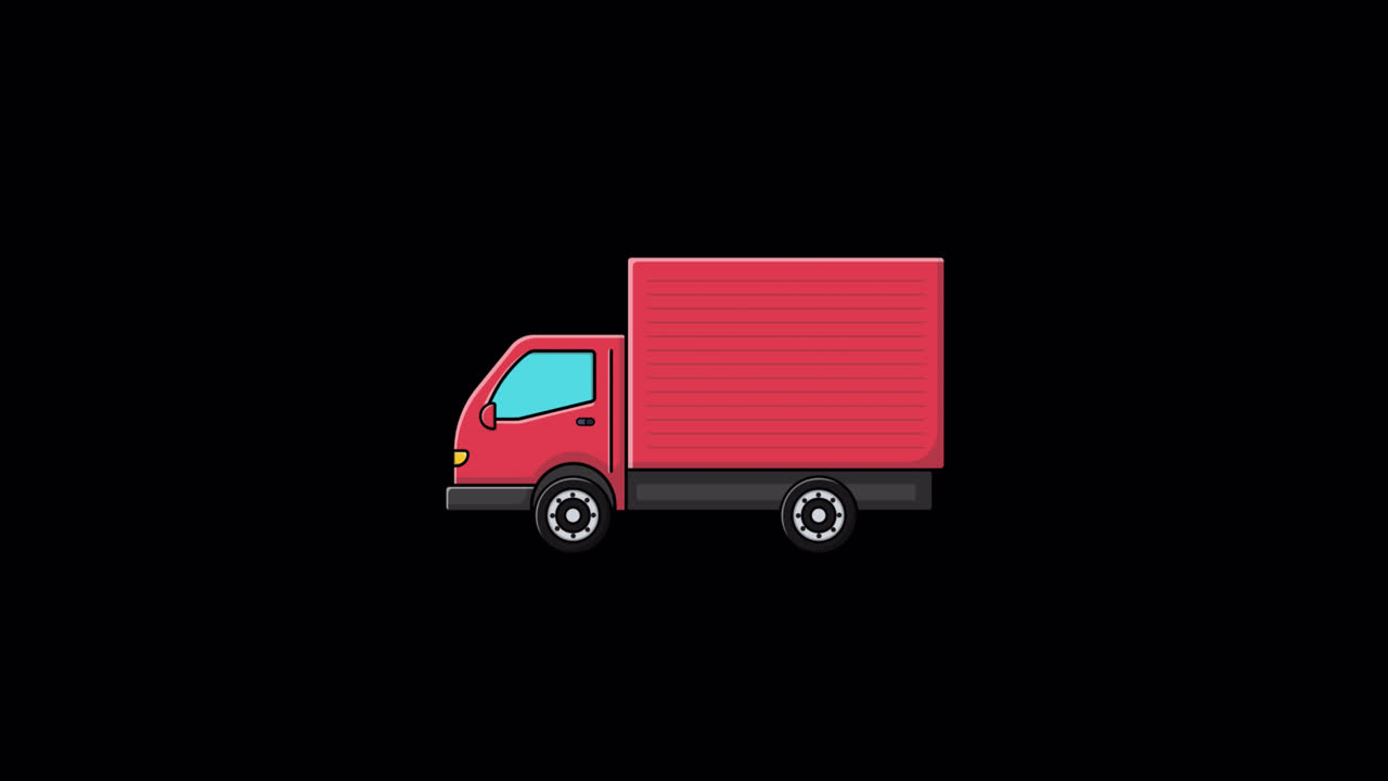 Animated Red Delivery Truck Driving Across Screen