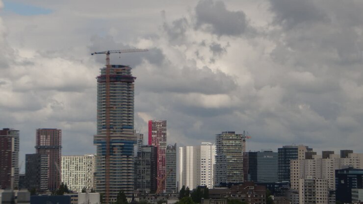 A time-lapse of this cloudy to sunny Rotterdam skyline