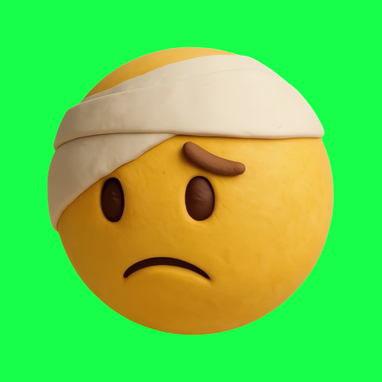 Injured emoji with bandage animation, transparent 4K video, green screen