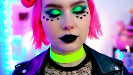 bold neon makeup portrait