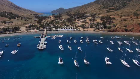 flying up towards two harbors in catalina island on a perfect summer day