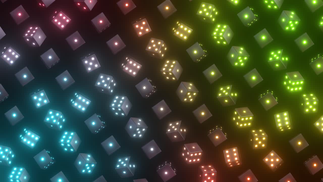 Glowing Rainbow Dice Pattern