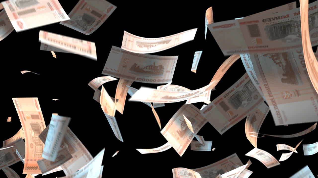 떨어지는 러시아 루블 지폐