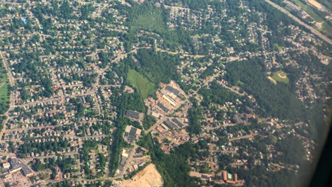 aerial view of suburban neighborhoods and highways