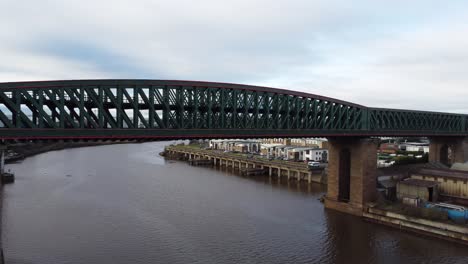 Aerial-shot-of-Queen-Alexandra-Bridge-over-the-River-Wear