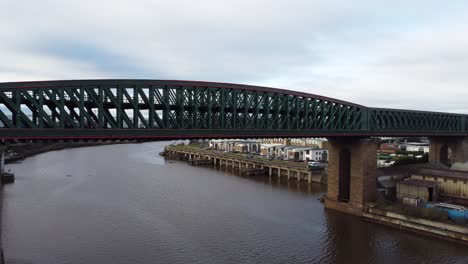 aerial shot of queen alexandra bridge over the river wear