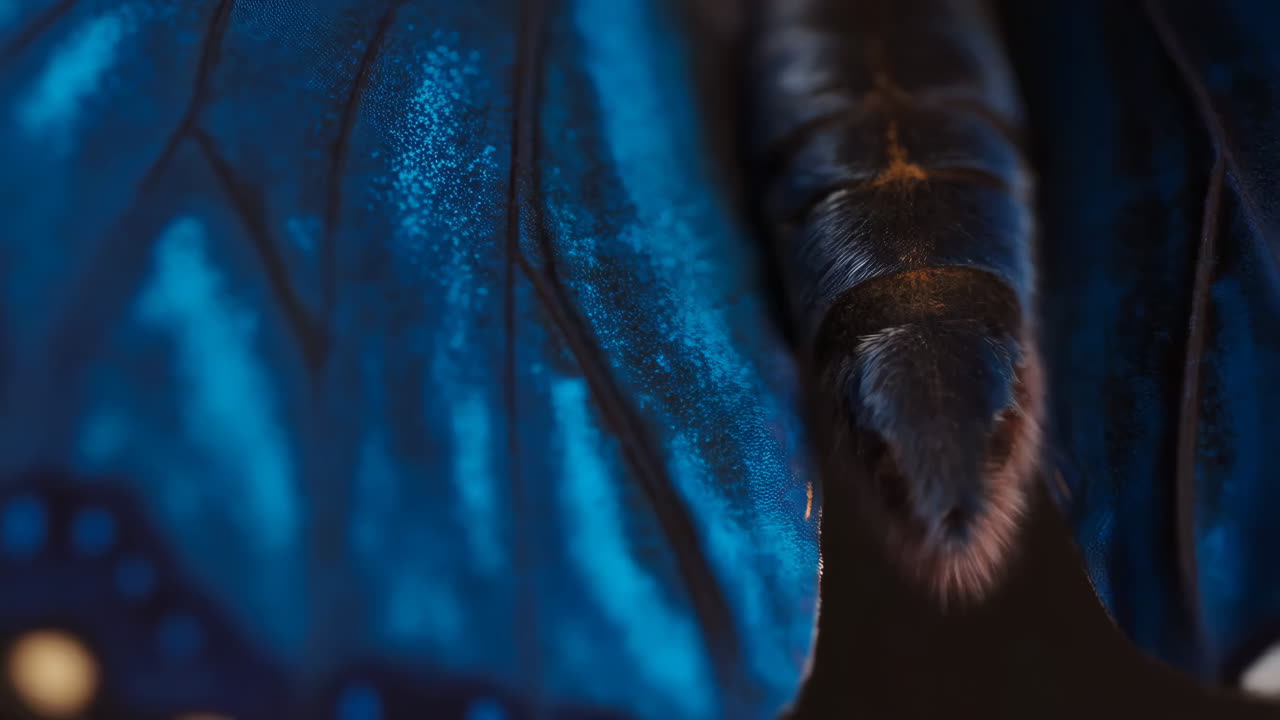 Macro View of Iridescent Blue Butterfly Wing
