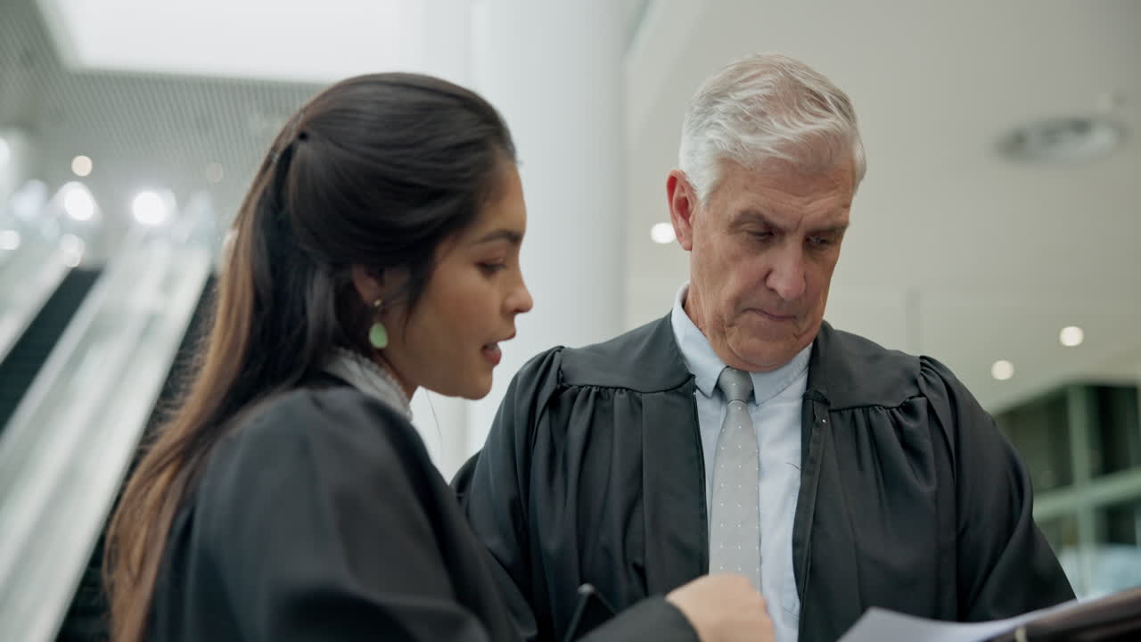 juez, abogado y equipo de abogados hablando