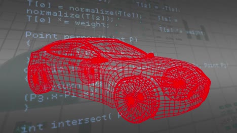 Animación-Del-Proyecto-De-Un-Automóvil-Girando-Sobre-El-Procesamiento-De-Datos-En-Un-Espacio-Beige