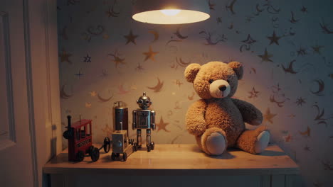 child's room with toys and vintage decor