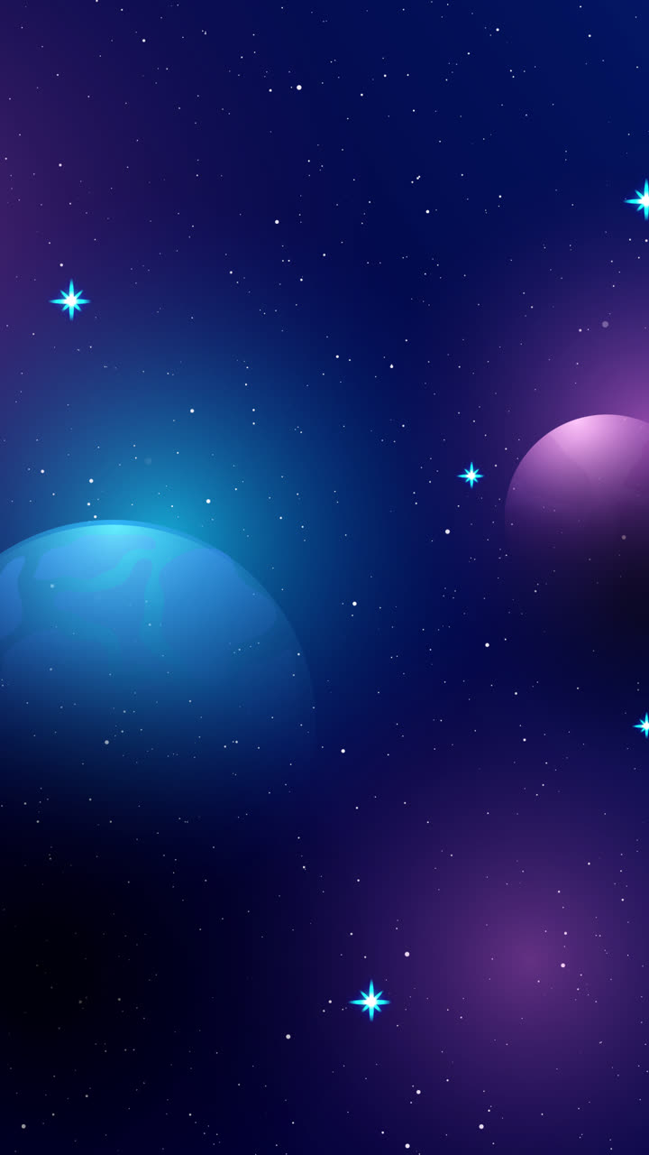 Abstract Space Background with Colorful Planets and Stars