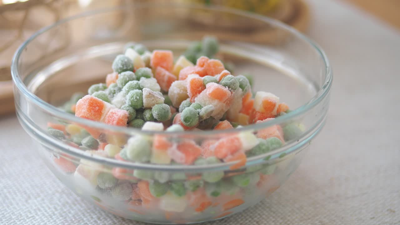 Bowl of Frozen Mixed Vegetables